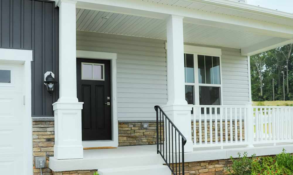 Fiber cement lap siding on a home exterior
