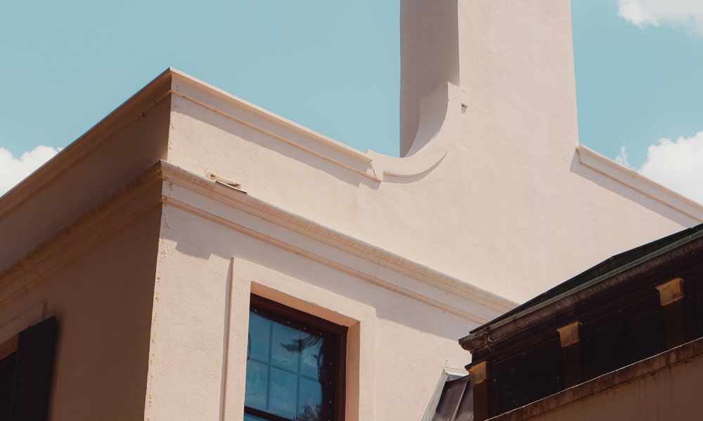 Close-up texture of a stucco exterior wall finish